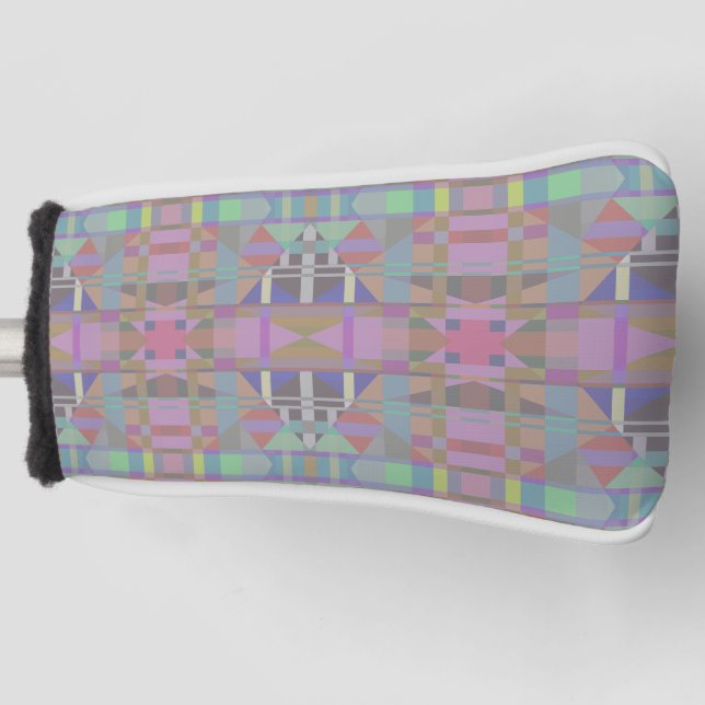 Green Purple Pink Geometric Golf Head Cover (Front)