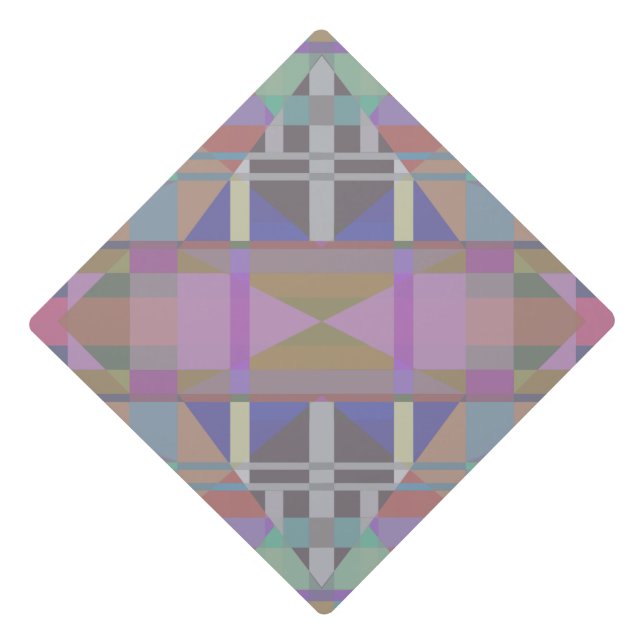 Green Purple Pink Geometric Graduation Cap Topper (Front)