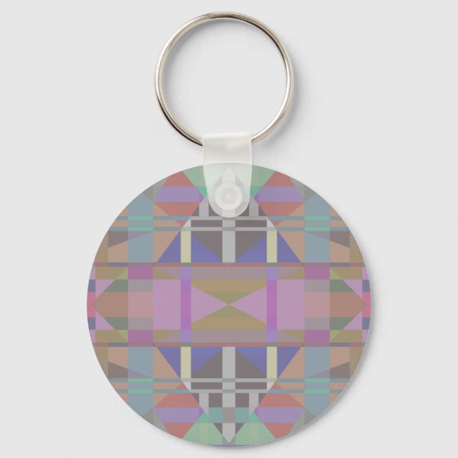 Green Purple Pink Geometric Keychain (Front)