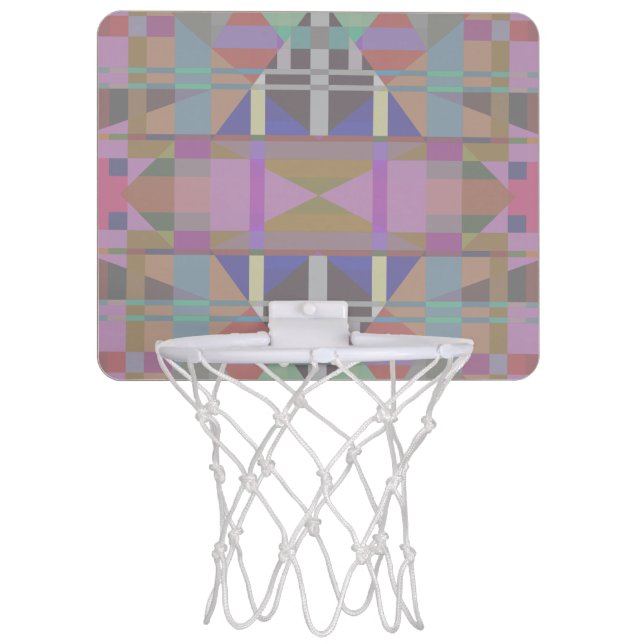 Green Purple Pink Geometric Mini Basketball Hoop (Front)