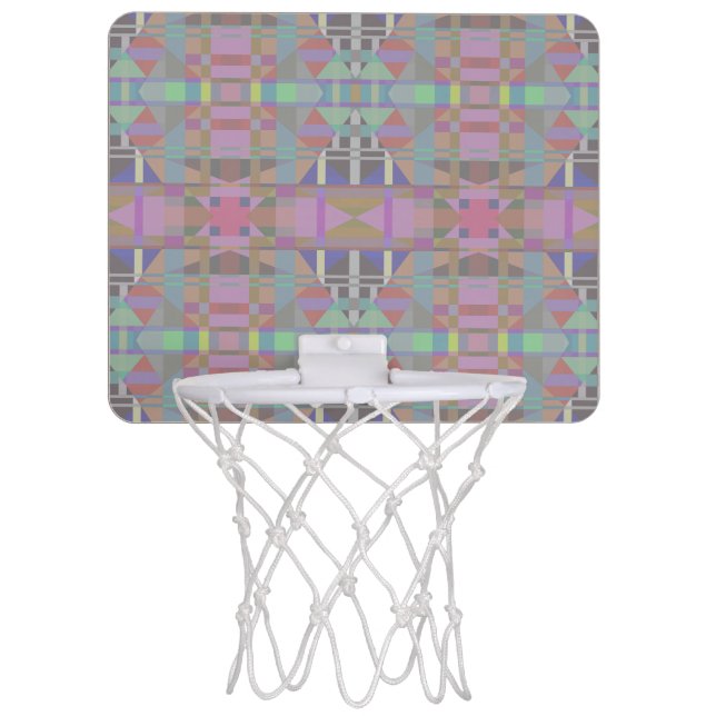 Green Purple Pink Geometric Mini Basketball Hoop (Front)