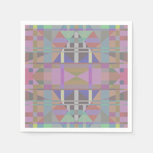 Green Purple Pink Geometric Napkins (Front)