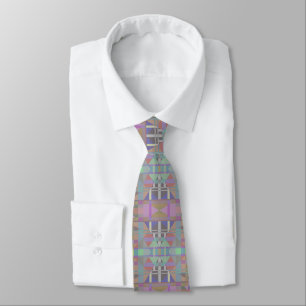 Green Purple Pink Geometric Neck Tie