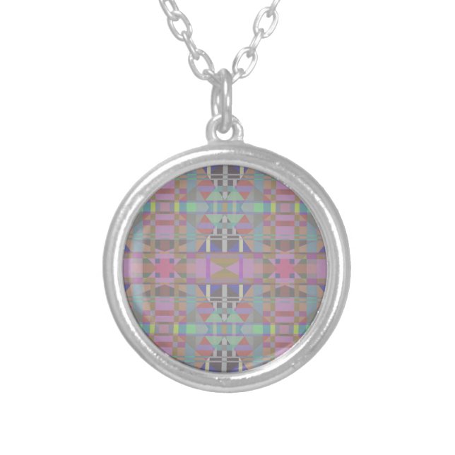 Green Purple Pink Geometric Necklace (Front)