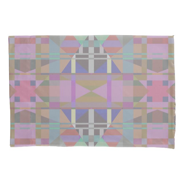 Green Purple Pink Geometric Pillow Case (Front)