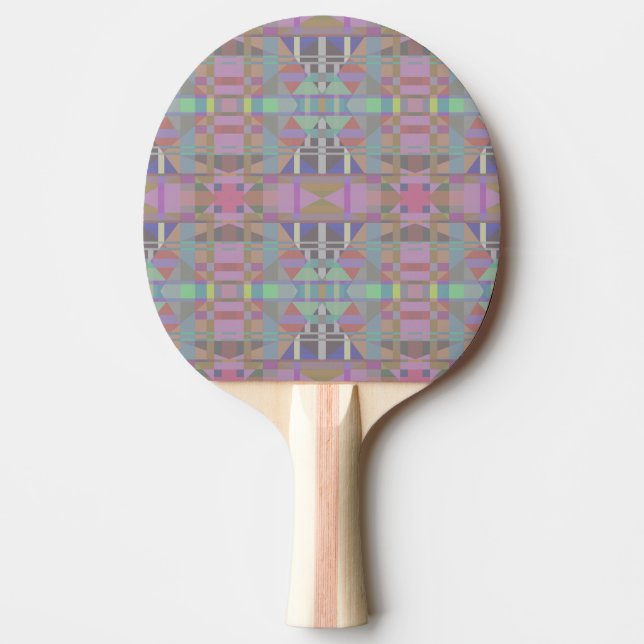 Green Purple Pink Geometric Ping Pong Paddle (Front)