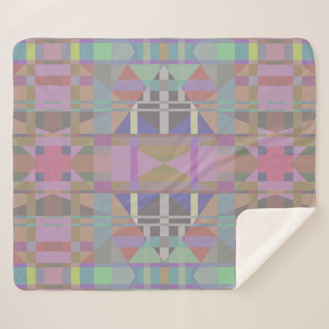 Green Purple Pink Geometric Sherpa Blanket (Front (Horizontal))