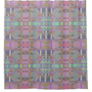 Green Purple Pink Geometric  Shower Curtain