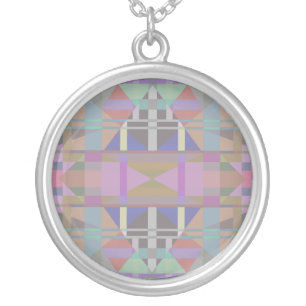 Green Purple Pink Geometric Silver Plated Necklace