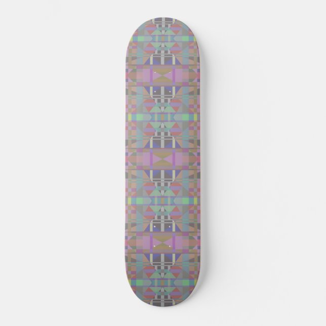 Green Purple Pink Geometric Skateboard (Front)