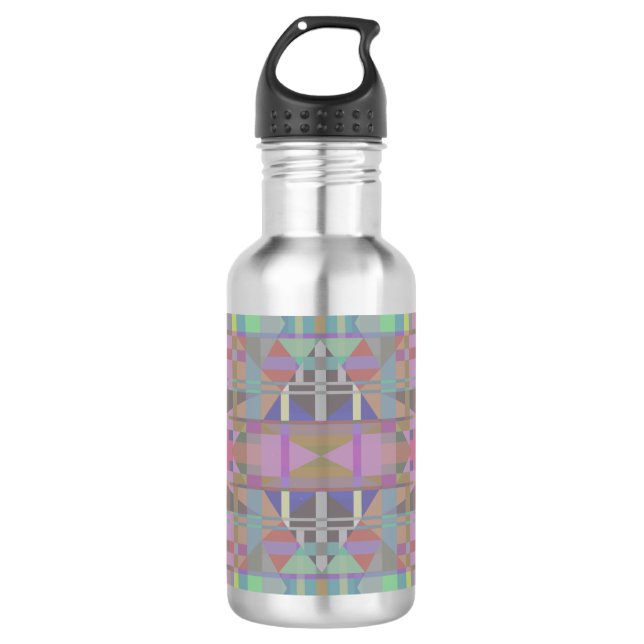Green Purple Pink Geometric Stainless Steel Water Bottle (Front)