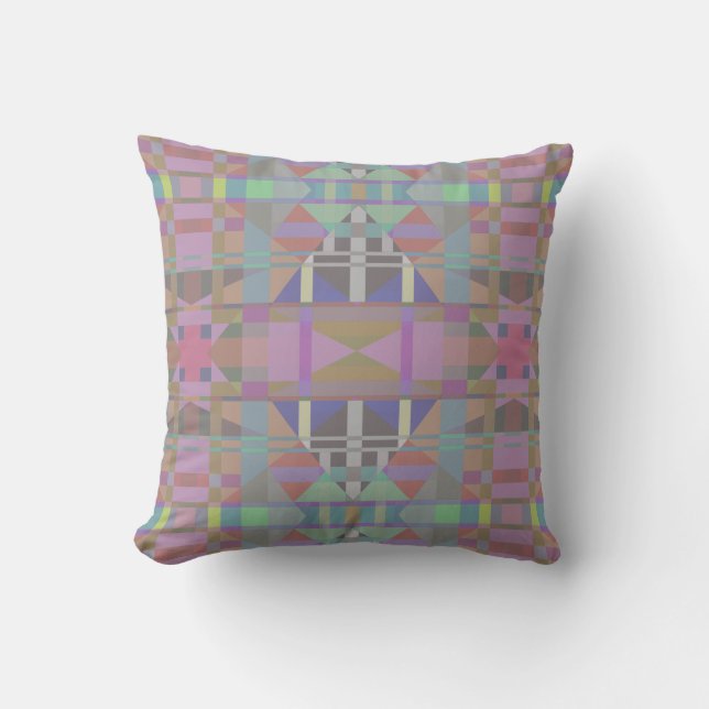 Green Purple Pink Geometric Throw Pillow (Front)