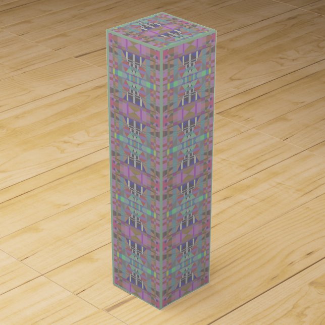 Green Purple Pink Geometric Wine Box (Front)