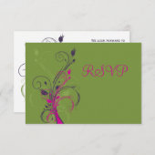 Green Purple Pink White Floral RSVP Card (Front/Back)
