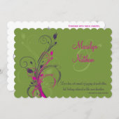 Green Purple Pink White Floral Wedding Invitation (Front/Back)