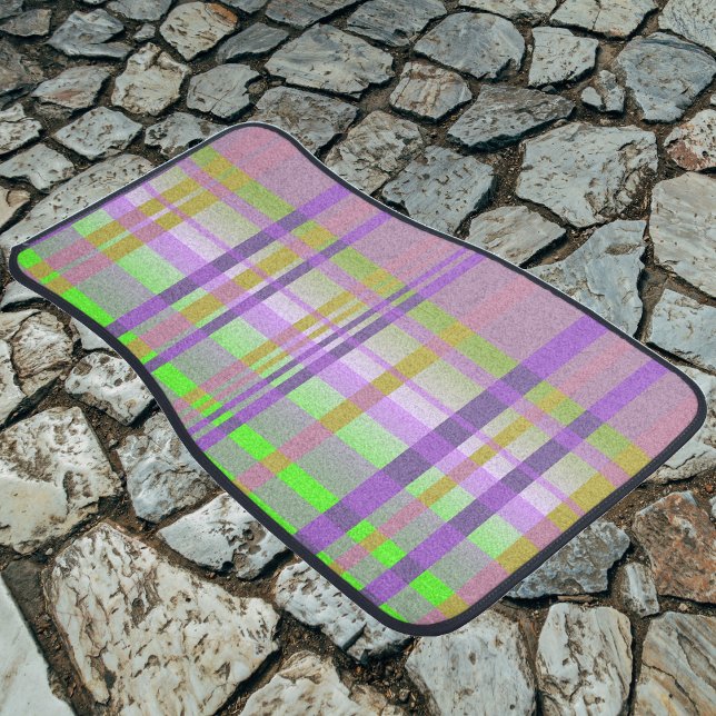 Green & Purple Plaid Car Floor Mat (Creator Uploaded)
