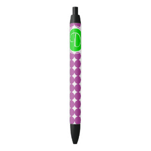 Green & Purple Polka Dot Monogram Pen