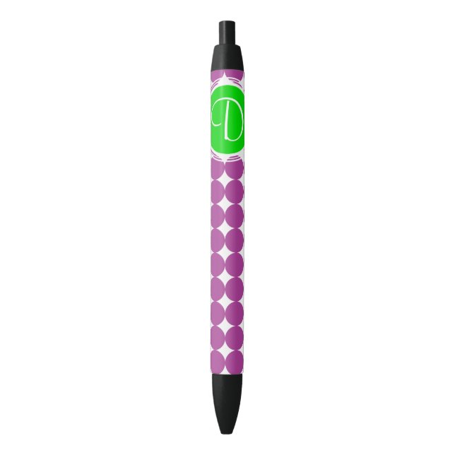 Green & Purple Polka Dot Monogram Pen (Front Vertical)