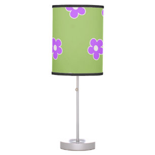 Green Purple Retro Y2K Flower Pattern Table Lamp