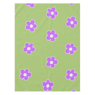 Green Purple Retro Y2K Flower Pattern Tablecloth