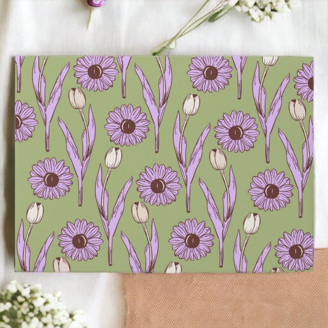 Green Purple Retro Y2K Funky Hippie Flower Pattern Envelope (Zazzle Green Purple Retro Y2K Funky Hippie Flower Pattern Envelope)