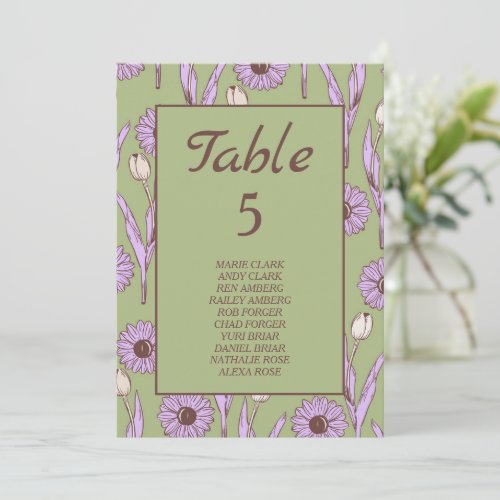 Green Purple Retro Y2K Funky Hippie Flower Pattern Invitation