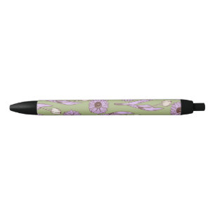 Green Purple Retro Y2K Funky Hippie Flower Pattern Pen