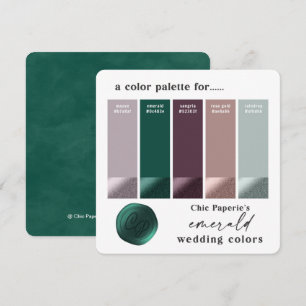 Green Purple Rose Gold Wedding Color Palette Card