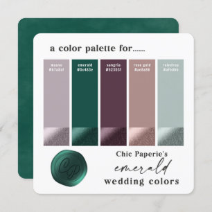 Green Purple Rose Gold Wedding Color Palette Card