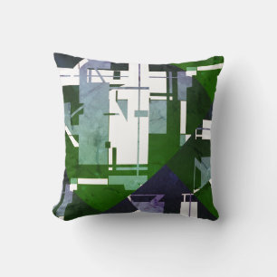 Green Purple Shades White Faded Effect MCM Look Throw Pillow