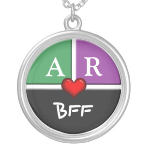 Green & Purple Slice Round BFF Friendship Necklace