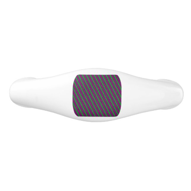 Green & Purple Stripes Glitter Ceramic Drawer Pull (Front)