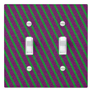 Green & Purple Stripes Glitter Light Switch Cover