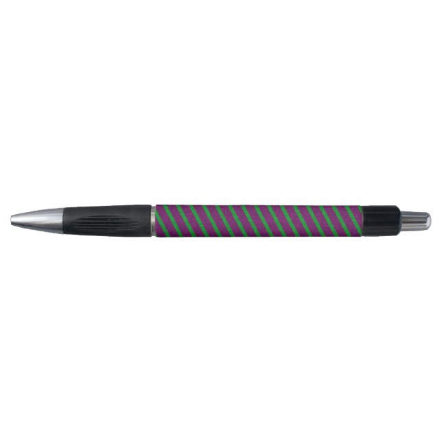 Green & Purple Stripes Glitter Pen (Front)