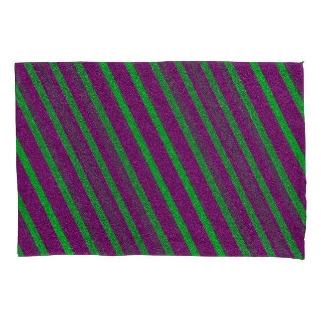 Green & Purple Stripes Glitter Pillow Case (Front)