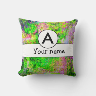 Green purple texture throw pillow
