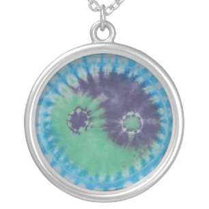 Green & Purple Tie Dye Yin Yang Necklace