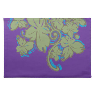 Green, Purple, Turquoise Leaf Floral Placemat