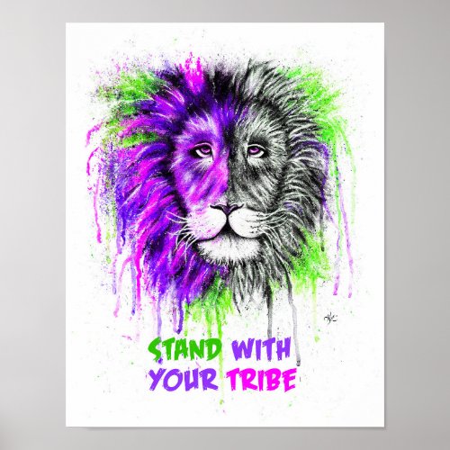 Green  Purple With Text Poster _ Lion Print