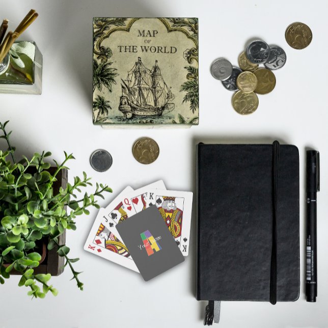 Green purple yellow red Monogram Initial  A gray Poker Cards (Creator Uploaded)