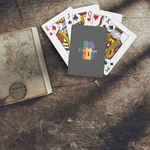 Green purple yellow red Monogram Initial  B grey Poker Cards