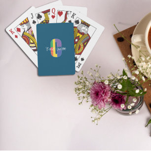 Green purple yellow red Monogram Initial C blue Poker Cards
