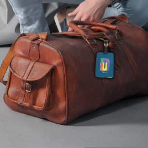 Green purple yellow red Monogram Initial D blue Luggage Tag