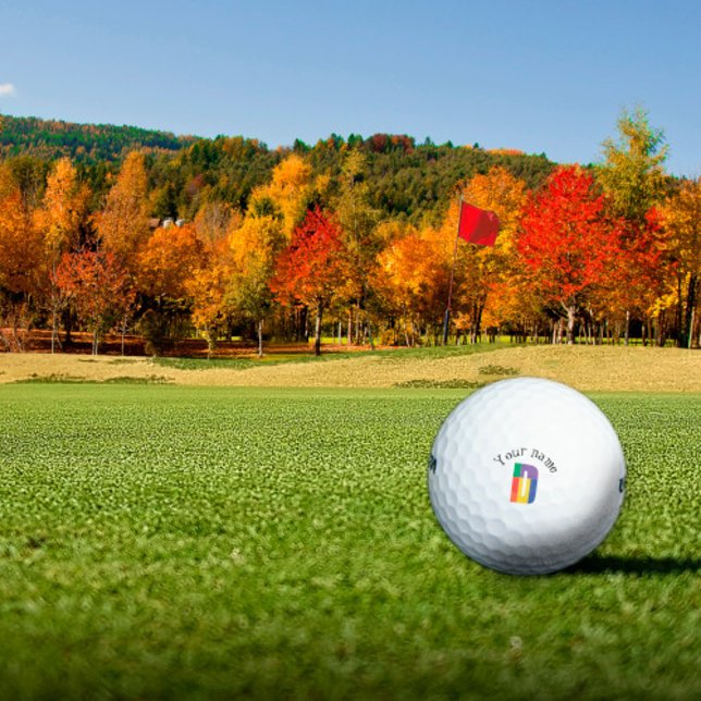 Green purple yellow red Monogram Initial  D Golf Balls (Creator Uploaded)