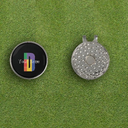 Green purple yellow red Monogram Initial  D Golf Hat Clip
