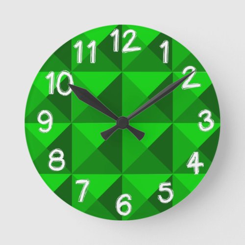 Green Pyramids  Round Clock