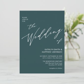 Green QR Code All In One Elegant Script Wedding Invitation | Zazzle