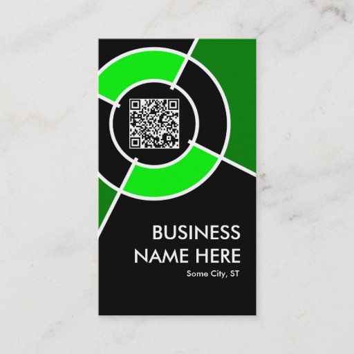 Customizable green QR code and logo target Business Cards