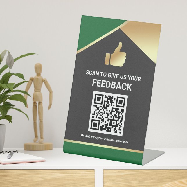 Green QR Code Customer Feedback Review Table Sign (Creator Uploaded)