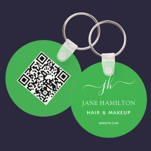 Green QR Code Promotional Business Keychain